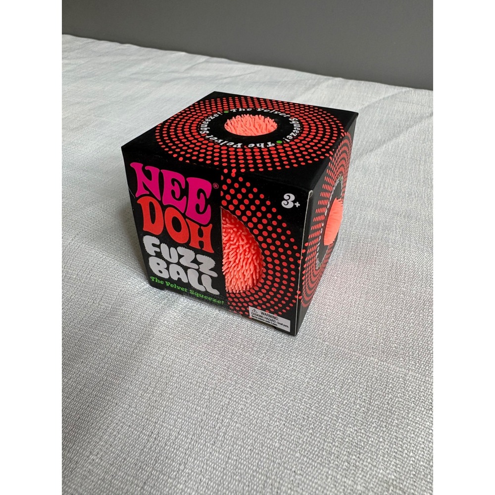 Schylling NeeDoh Fuzz Ball Neon Orange Velvet Squeeze Fidget Toy 26100HY
